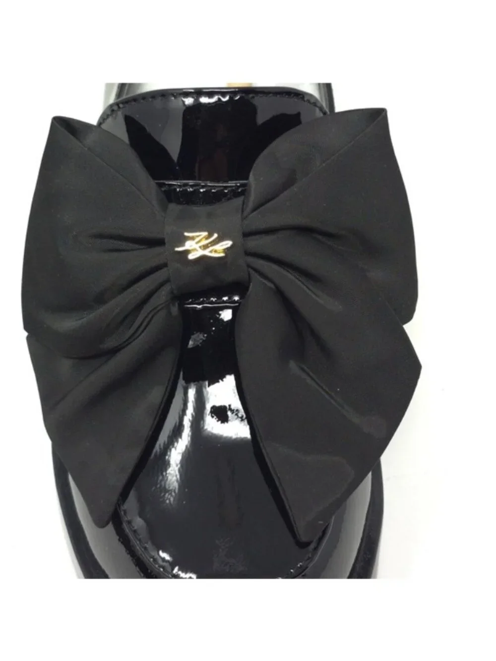Karl Lagerfeld Camilia Bow Black Patent Loafers Size 5.5 - Picture 7 of 10